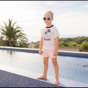 Pink Striped Boys Swim Shorts